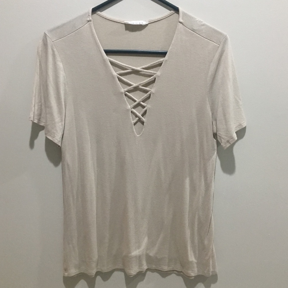 ***Sold****Lace up v neck